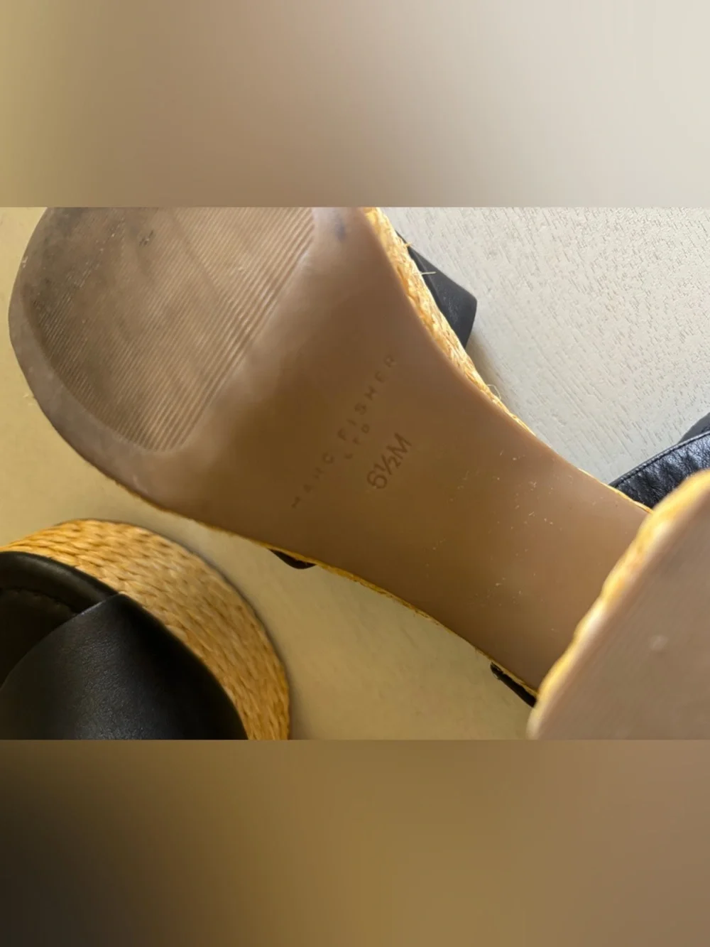 Marc Fisher LTD Womens Palyca Black Rope Platform Heel Espadrille Sandals 6.5